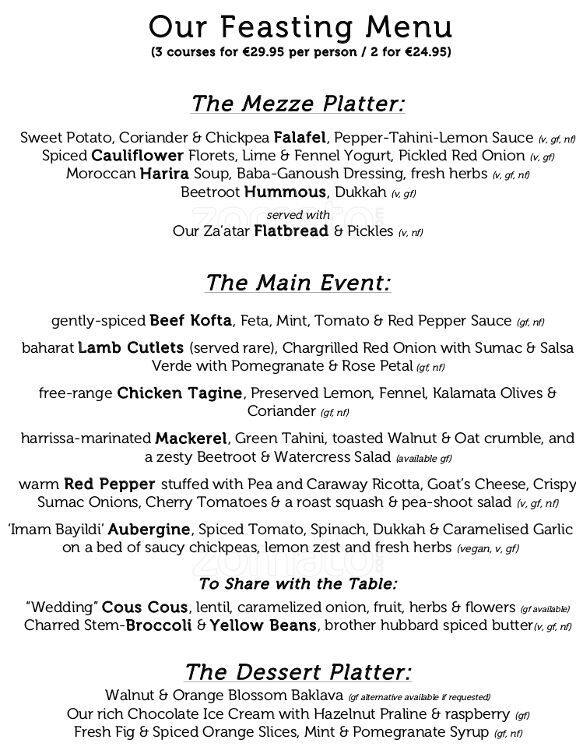 Menu at Brother Hubbard, Dublin