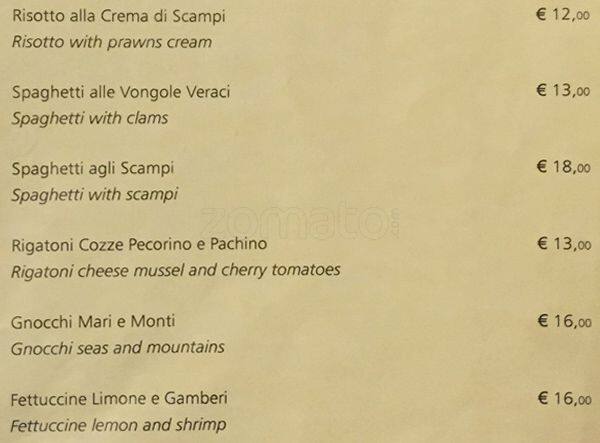 Menu di Osteria Del Tempo Perso 