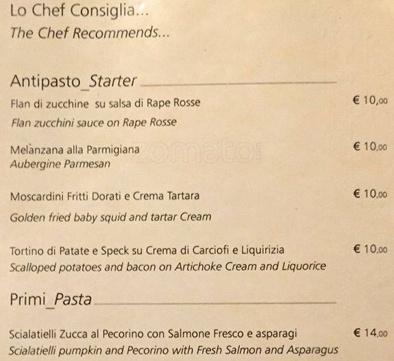 Menu di Osteria Del Tempo Perso 