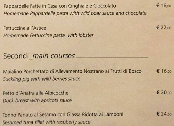 Menu di Osteria Del Tempo Perso 