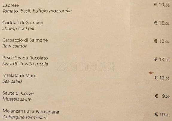 Menu di Osteria Del Tempo Perso 