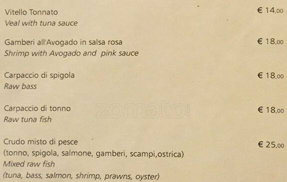 Menu di Osteria Del Tempo Perso 