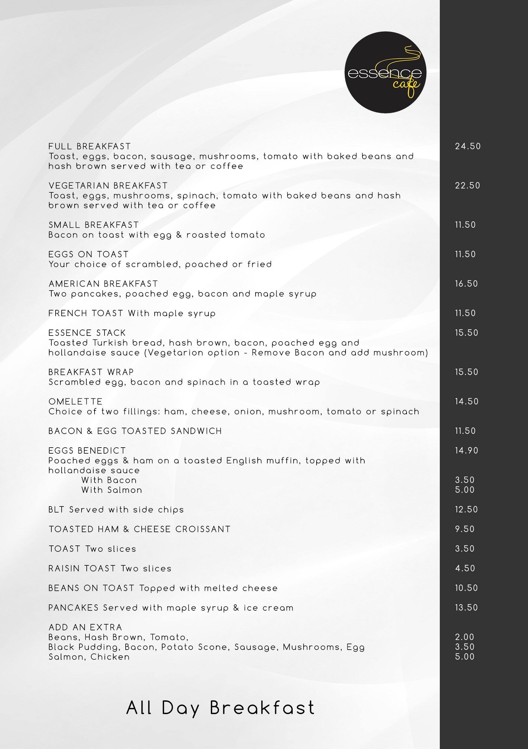 Essence Cafe Menu Menu For Essence Cafe Clarkson Perth