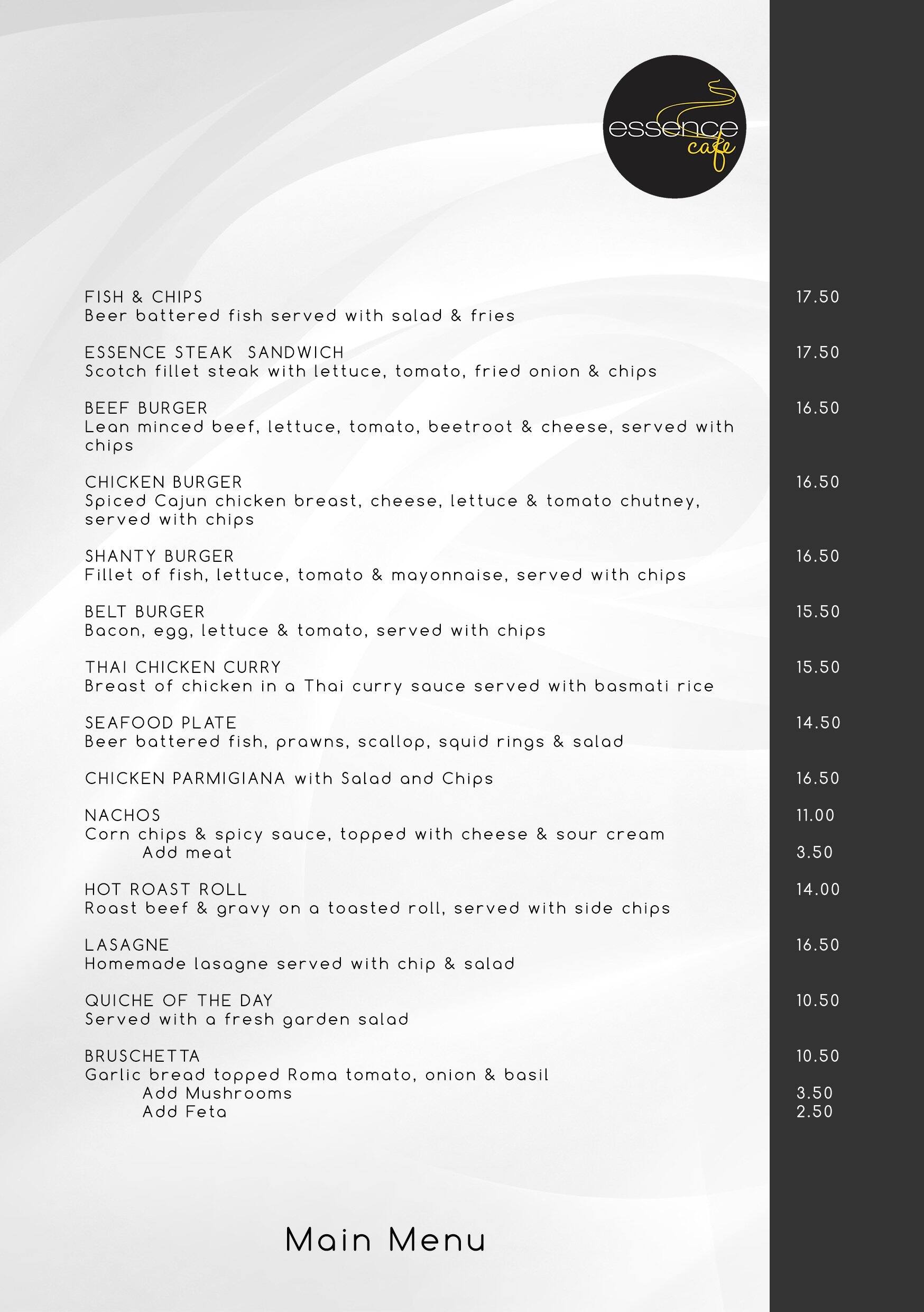 Essence Cafe Menu Menu For Essence Cafe Clarkson Perth