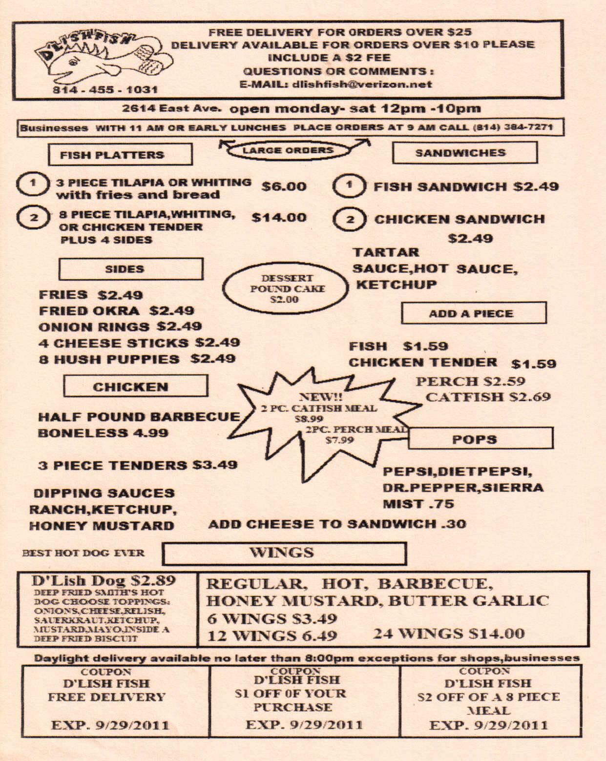 D'Lish Fish menu