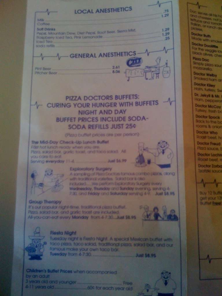 Pizza Doctors Menu, Menu for Pizza Doctors, La Crosse, La Crosse