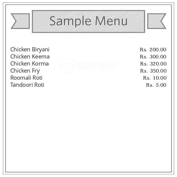 Bismillah Muslim Hotel menu