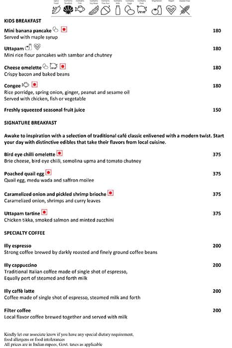 Menu at Latest Recipe at Le Meridien Kochi, Kochi, Le Meridien Kochi