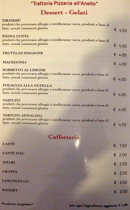 Menu di Il Giro dell'Anello 