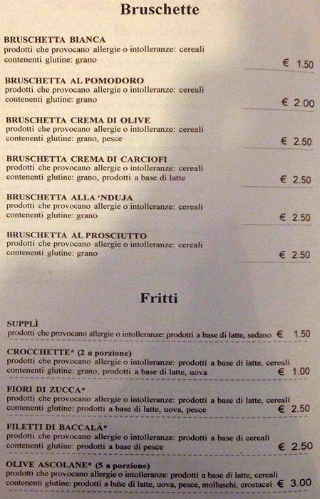 Menu di Il Giro dell'Anello 