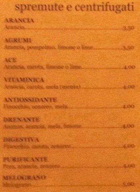 Menu di Caffè Tomeucci 