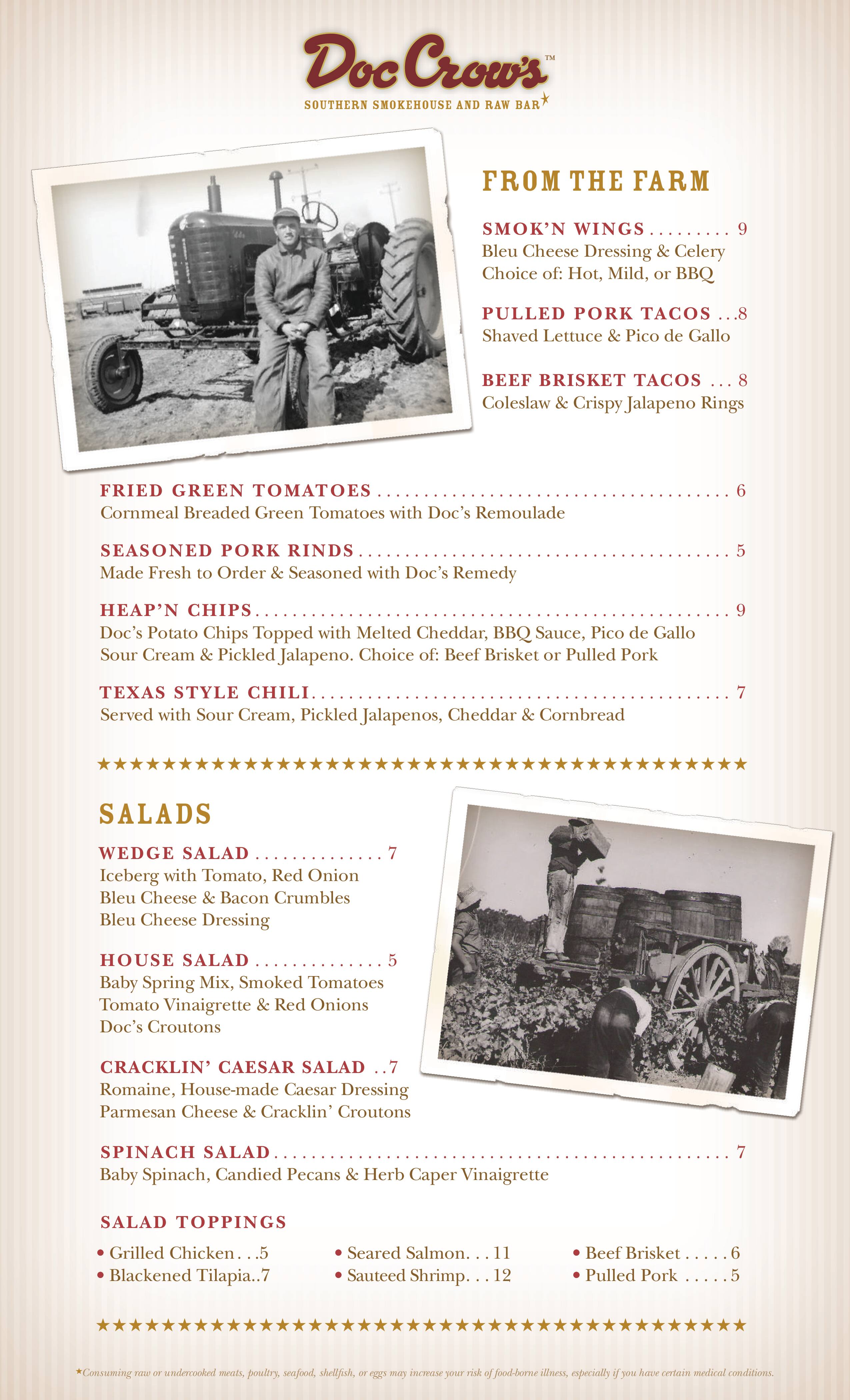 Menu at Doc Crow's Southern Smokehouse &amp; Raw Bar, Louisville