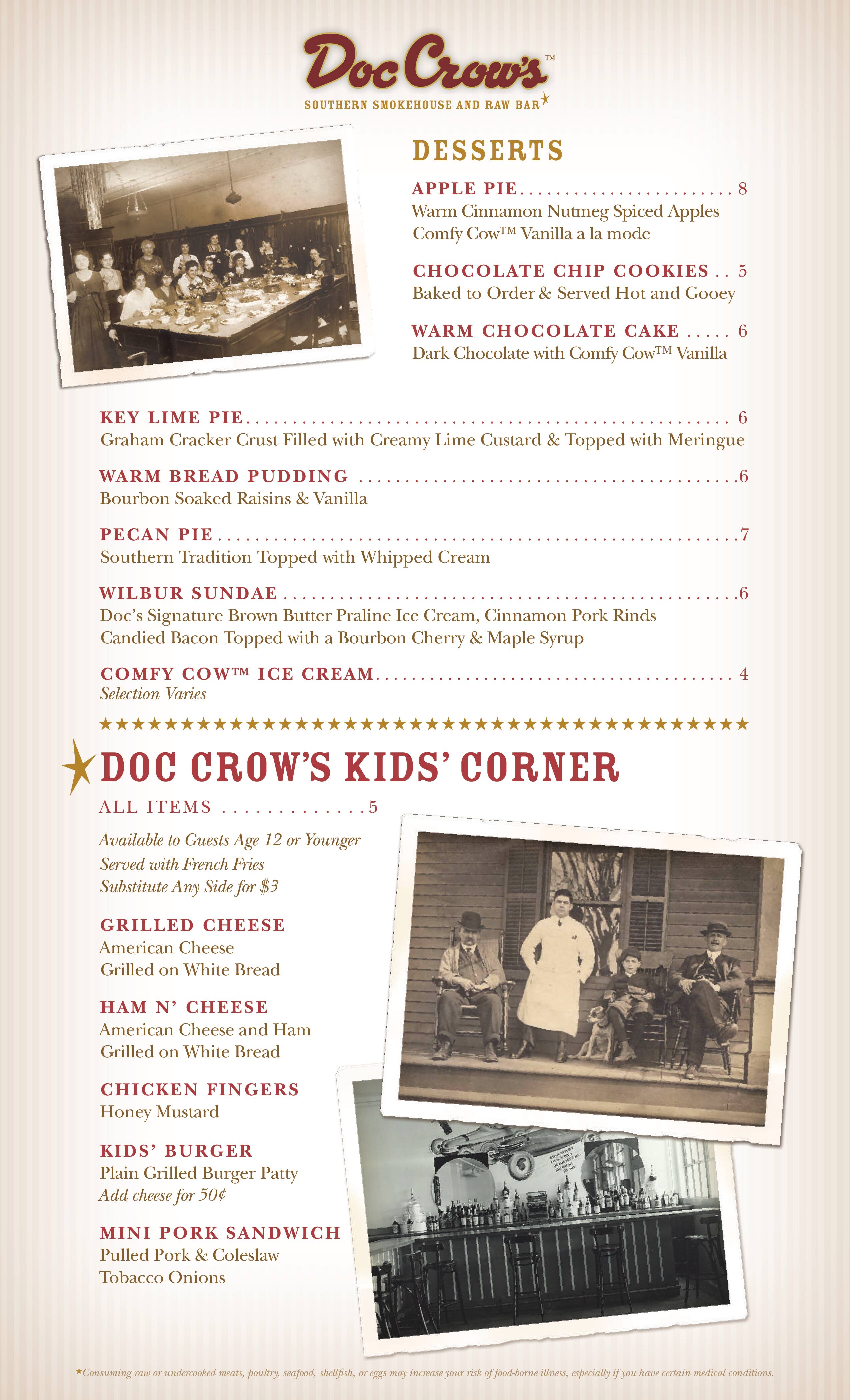 Menu at Doc Crow's Southern Smokehouse &amp; Raw Bar, Louisville