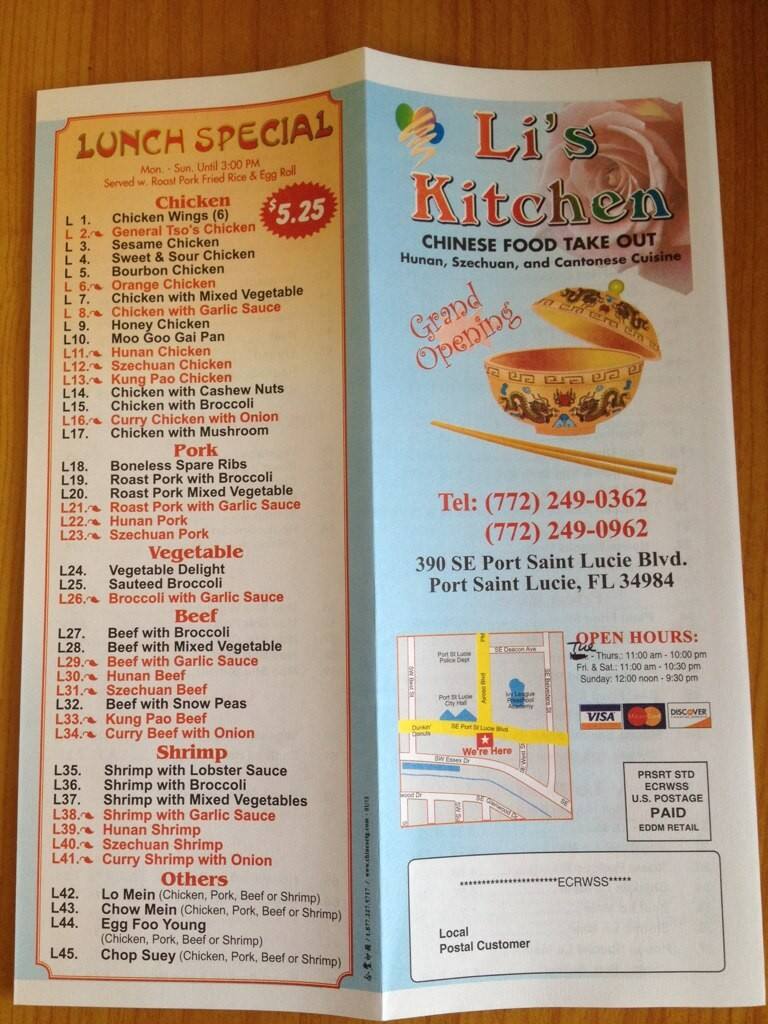 Li S Kitchen Chinese Food Menu