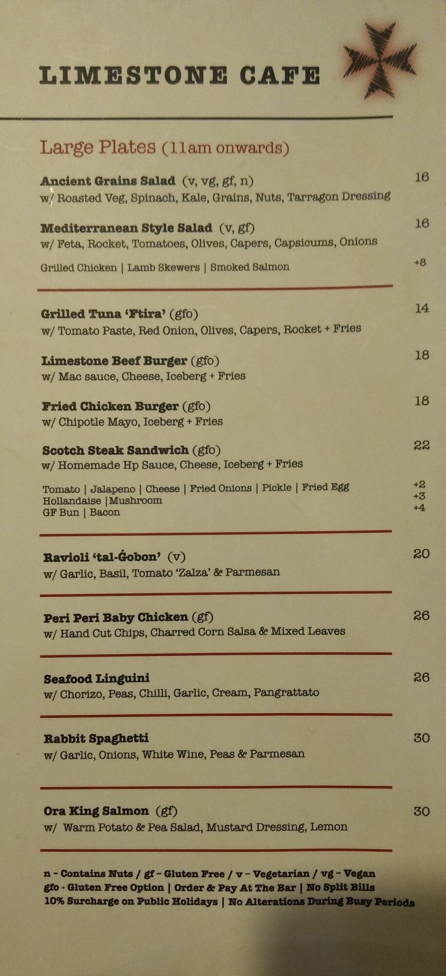 Menu at Limestone Cafe, Schofields