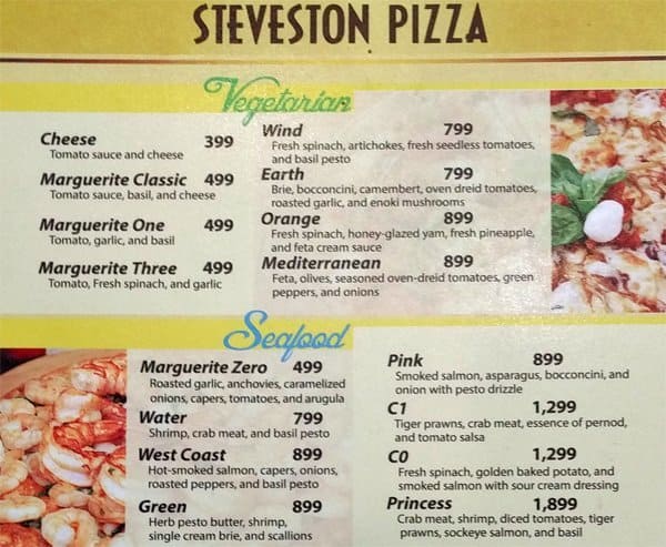 Steveston Pizza Menu, Menu for Steveston Pizza, White Plains, Quezon ...