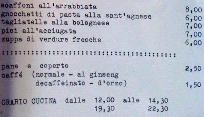 Menu di Da Angelo 1969 - Ristorante Toscano - Miglior Fiorentina di Milano 