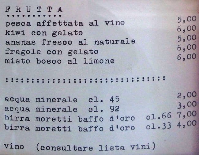 Menu di Da Angelo 1969 - Ristorante Toscano - Miglior Fiorentina di Milano 
