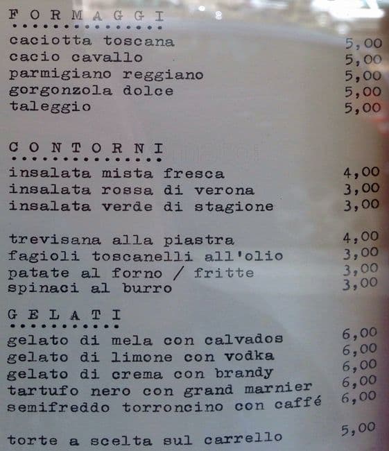 Menu di Da Angelo 1969 - Ristorante Toscano - Miglior Fiorentina di Milano 