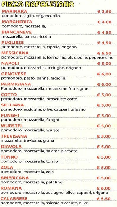 Menu di Mister Pizza 