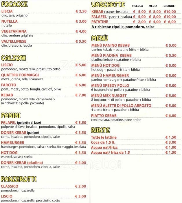 Menu di Mister Pizza 