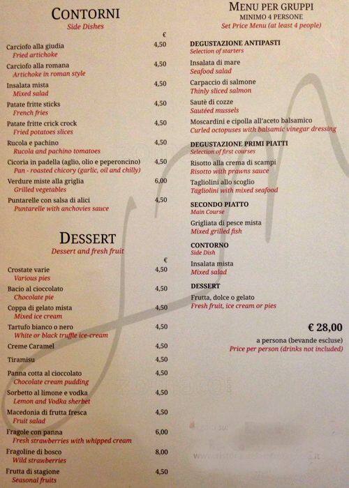 Menu di Ristorante La Montagnola 