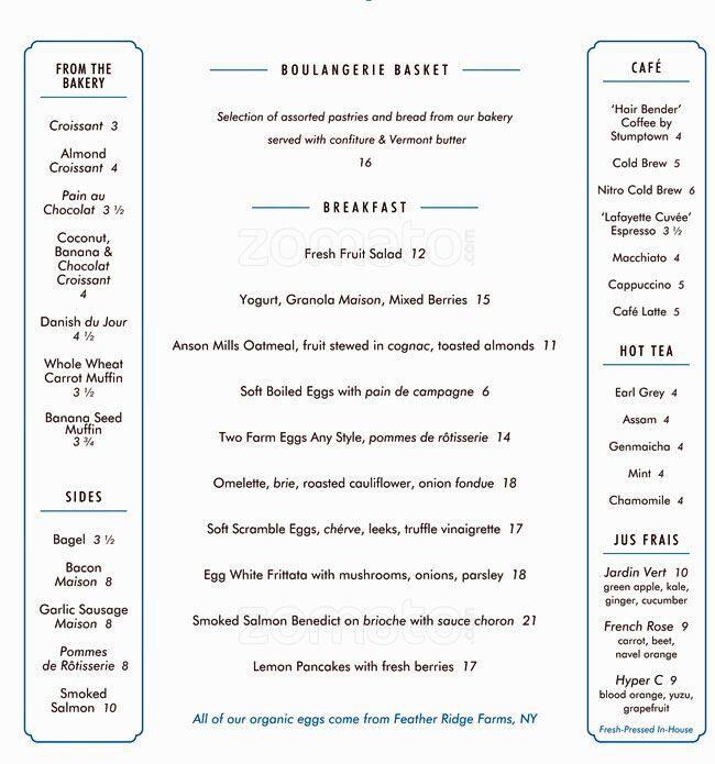 lafayette nyc menu