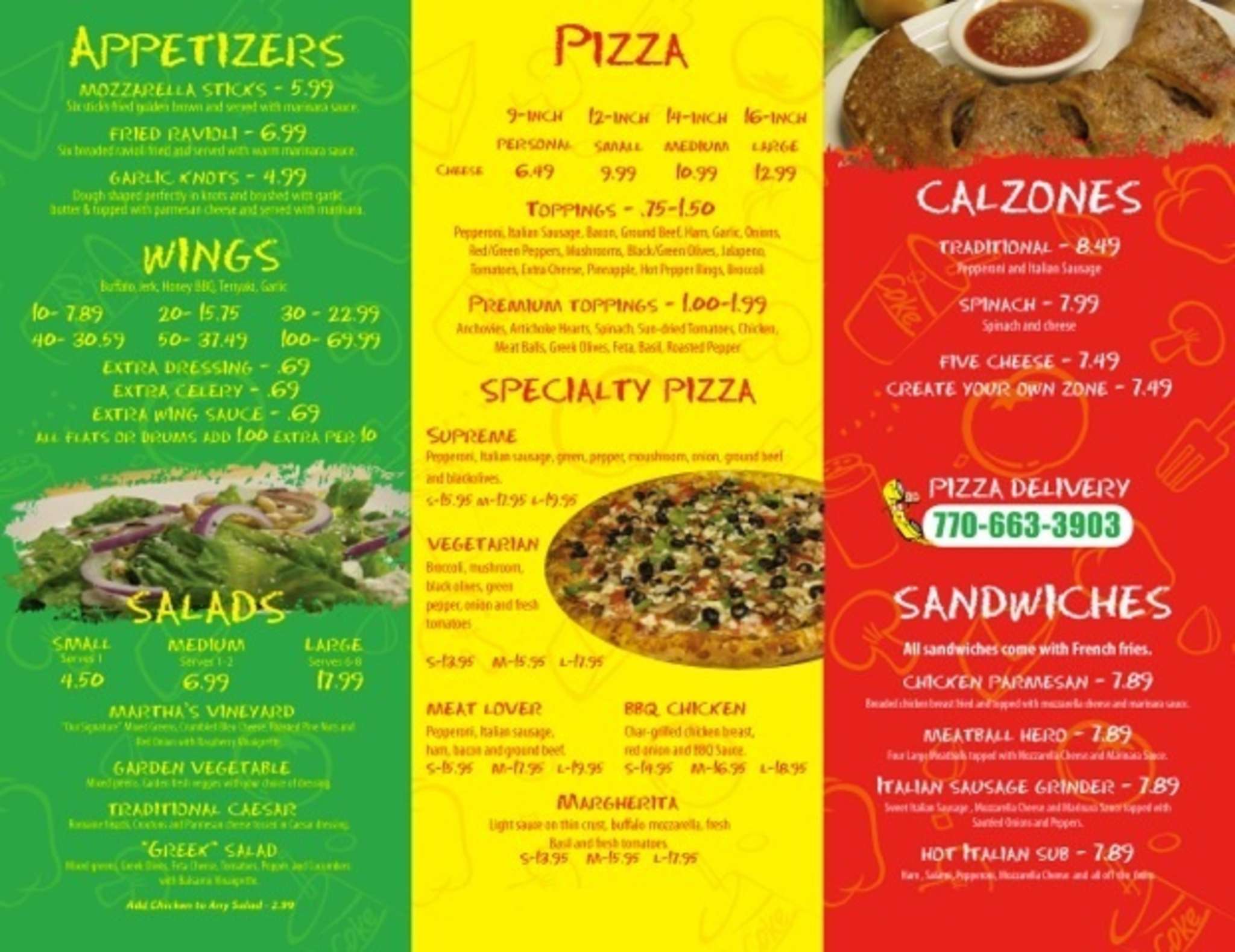 Pepperoni's Pizza Menu, Menu for Pepperoni's Pizza, Cumming, Atlanta
