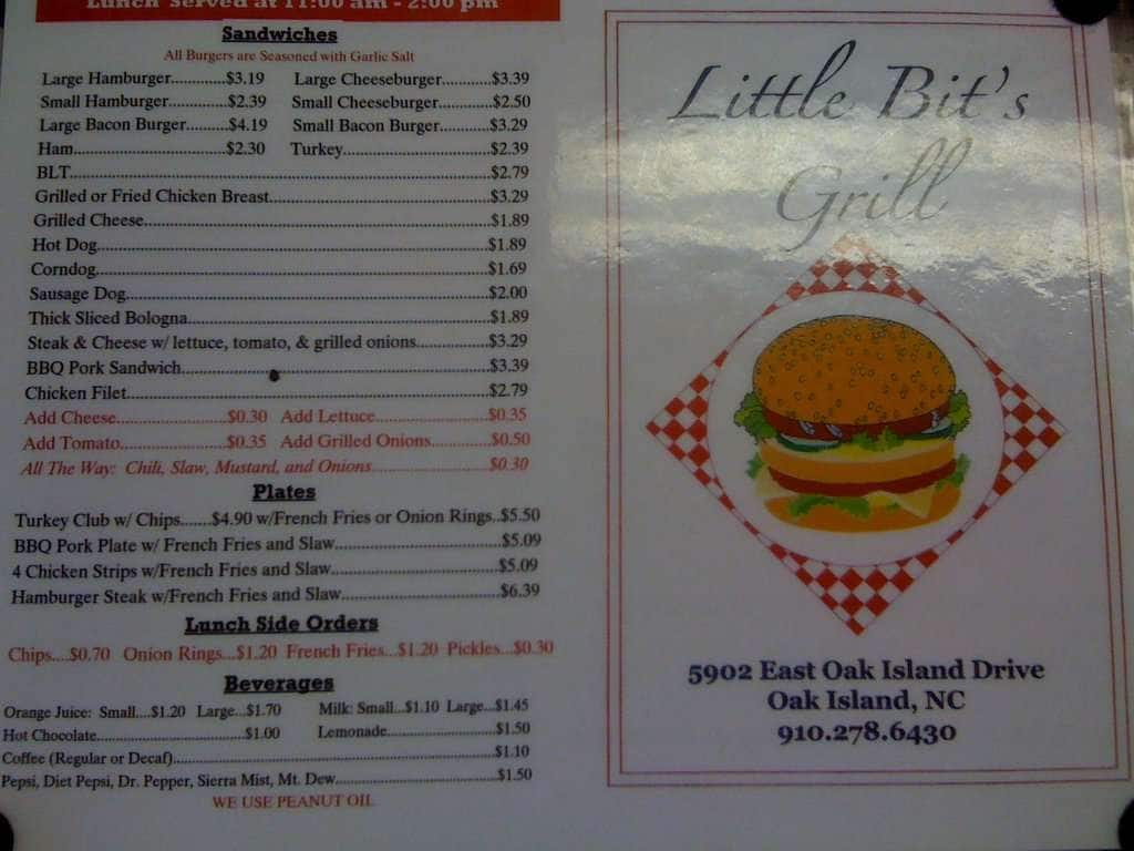 Oak Island Restaurant Menu 8790