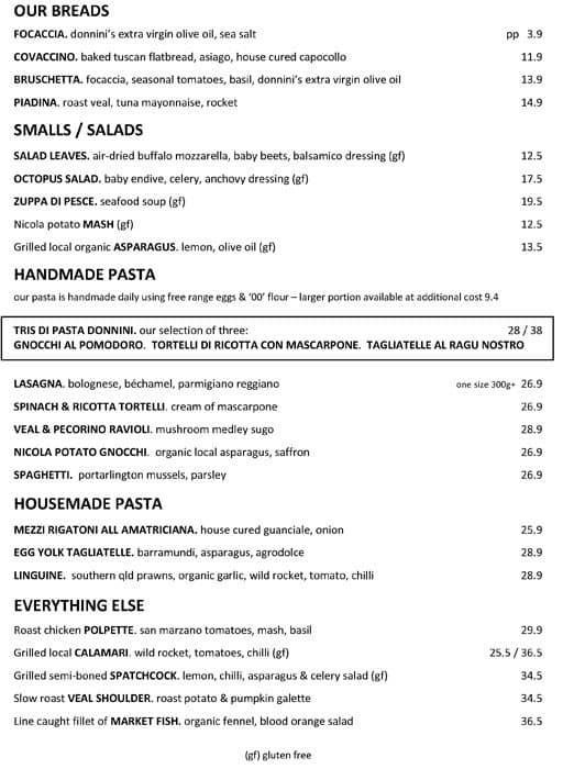 Donnini's Menu, Menu For Donnini's, Toorak, Melbourne - Urbanspoon Zomato