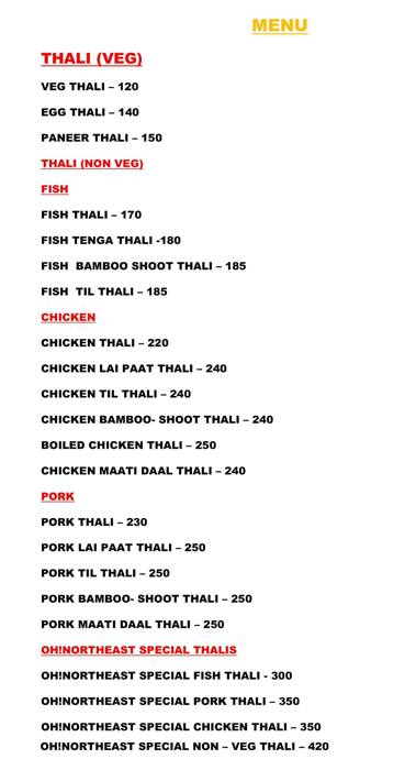 OH!NORTHEAST - Flavours from our hills menu