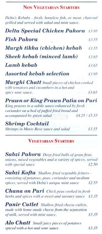 Delta menu
