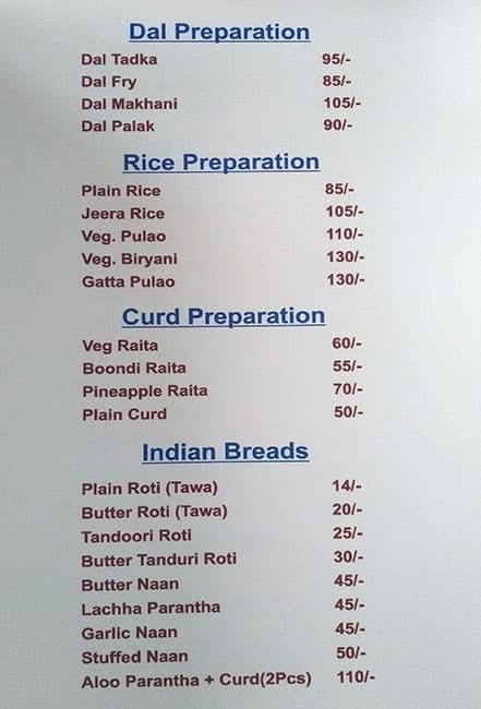 Hotel Aqua menu