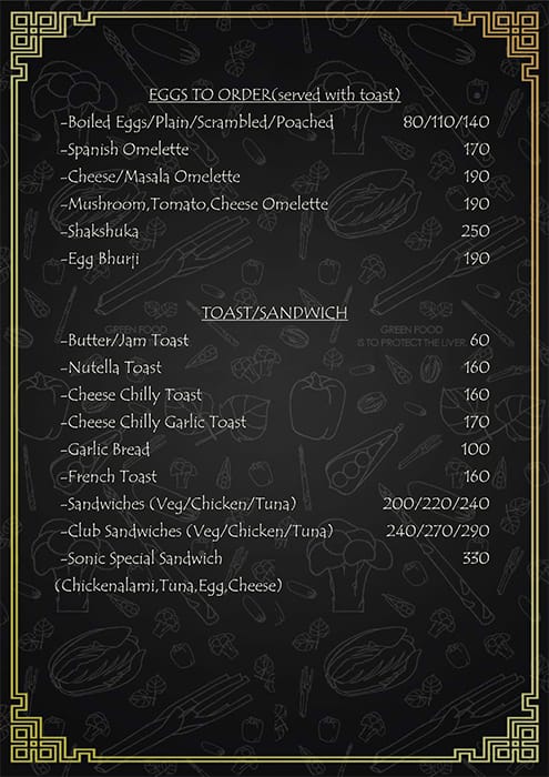 Sonic Goa menu
