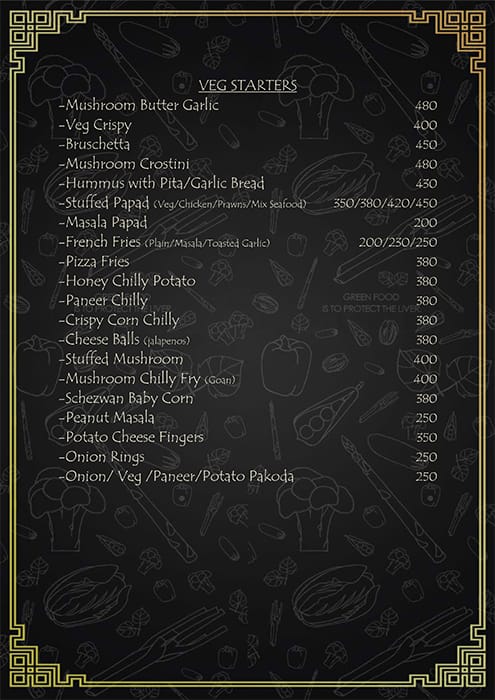 Sonic Goa menu