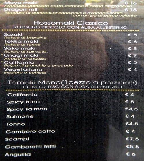 Menu di Moya Restaurant Japanese 