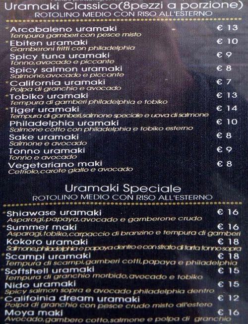 Menu di Moya Restaurant Japanese 
