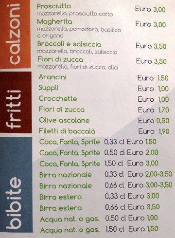 Menu di Un po' di pizza 