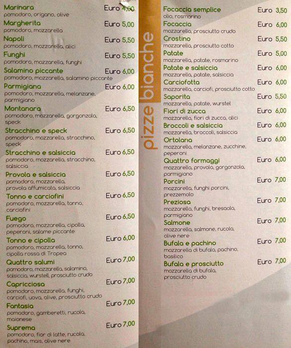 Menu di Un po' di pizza 