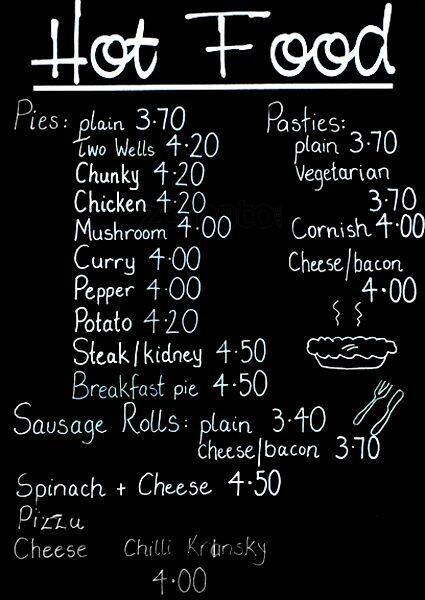 Tony Wells menu