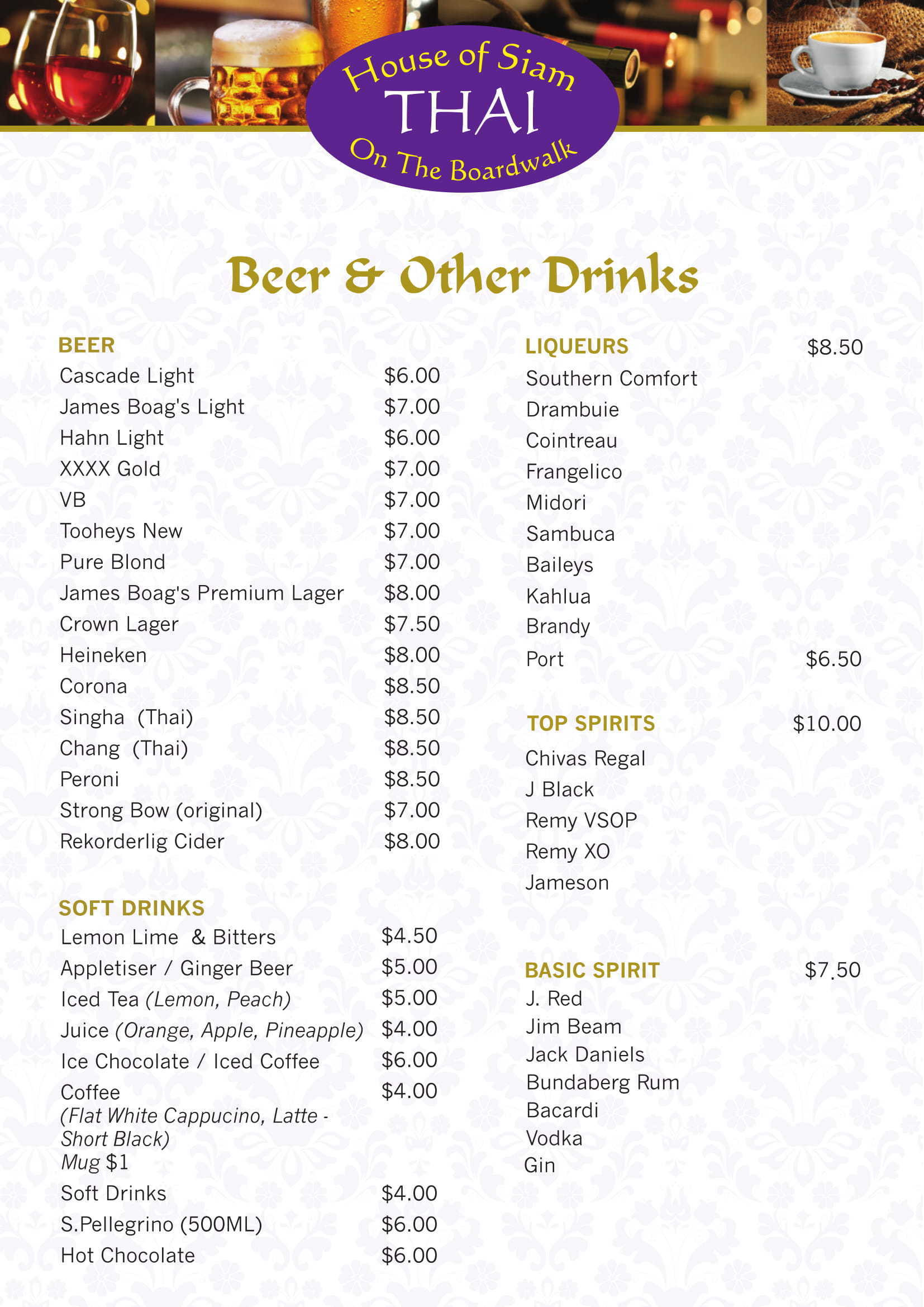 Menu at House Of Siam Restaurant, Hope Island