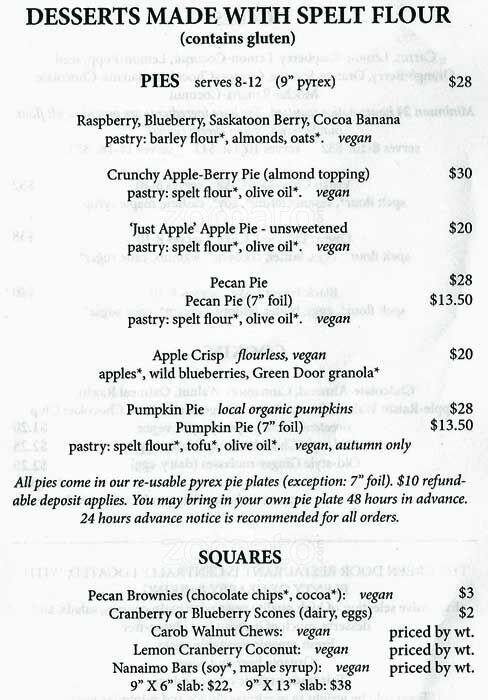 The Green Door Menu Menu For The Green Door Old Ottawa East Ottawa