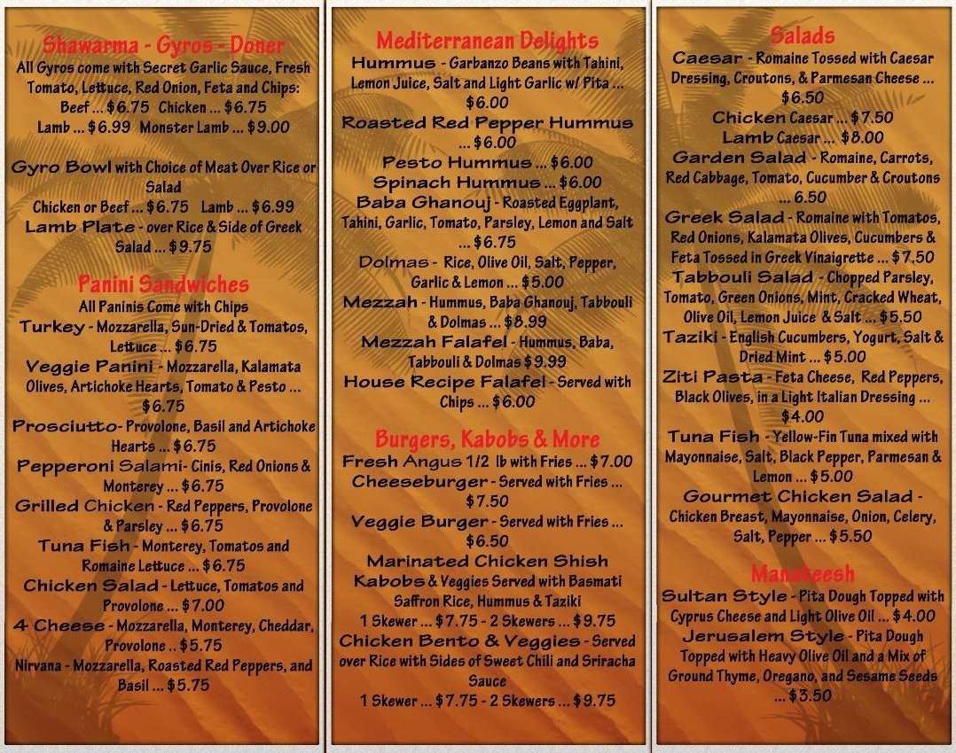 Sultan Express Mediterranean Grill & Hookah Bar Menu Urbanspoon/Zomato