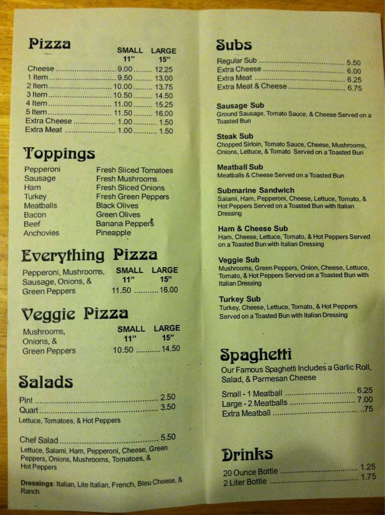 Joe's Pizza Menu, Menu for Joe's Pizza, East Side, Columbus