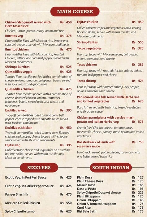Hola Restaurante menu