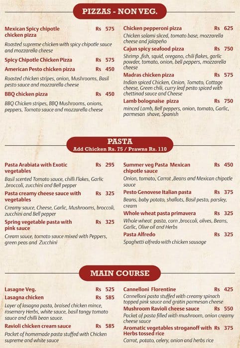 Hola Restaurante menu