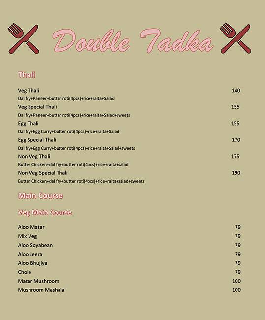 Double Tadka Menu Menu For Double Tadka R K Puram New Delhi Images, Photos, Reviews
