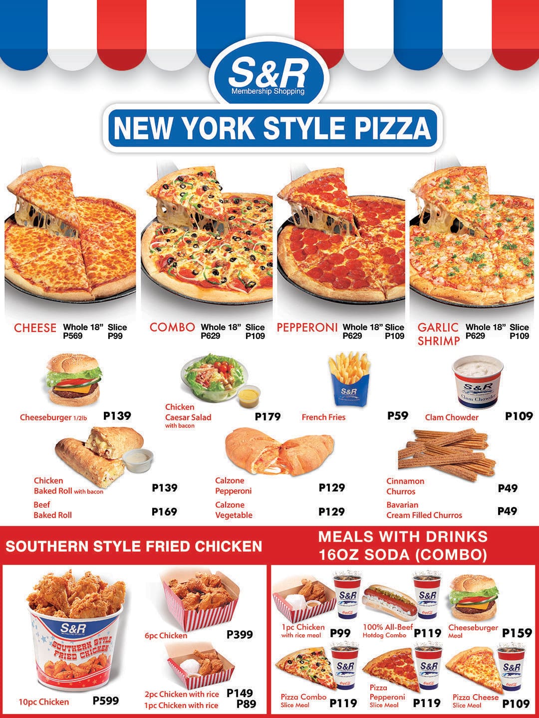S&amp;R New York Style Pizza Menu, Menu for S&amp;R New York Style Pizza, Libis