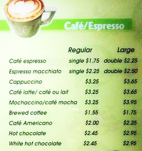 Nicola's Cafe menu