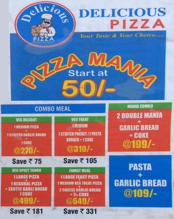 Delicious Pizza Menu, Menu for Delicious Pizza, Nehru Nagar, Ghaziabad